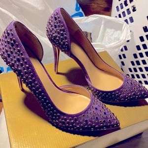 NIB Thalia Sodi  Nahnette Women Pointed Toe Canvas Purple Heels